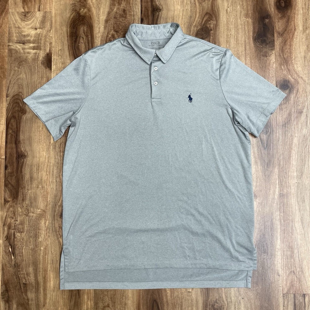 Polo Ralph Lauren Performance Polo Mens L Gray Short Sleeve Stretch